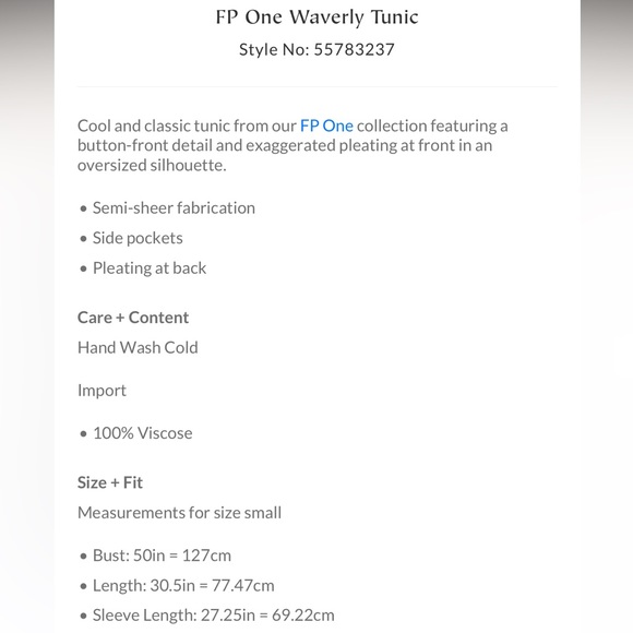 NWOT. Dove Grey Waverly Tunic-Free People - Picture 5 of 5